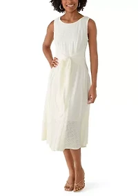 Women's Tie Waist Lace Midi Dress