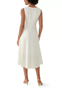 Women's Tie Waist Lace Midi Dress