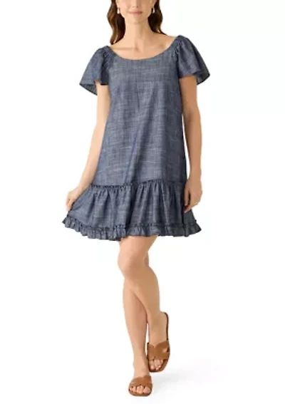 Women's Off Shoulder Ruffle Hem Mini Dress