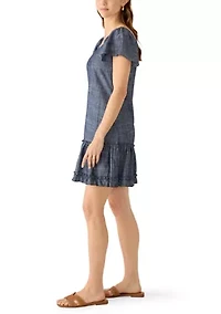 Women's Off Shoulder Ruffle Hem Mini Dress