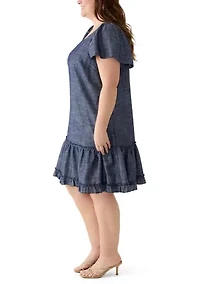 Plus Linen Mini Dress