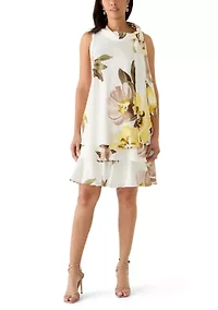 Women's Sleeveless Printed Chiffon A-Line Dress