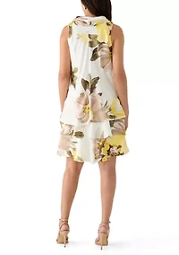 Women's Sleeveless Printed Chiffon A-Line Dress