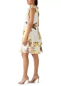 Women's Sleeveless Printed Chiffon A-Line Dress