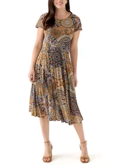 Women's Printed Mesh Midi Dress