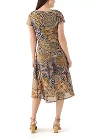Women's Printed Mesh Midi Dress