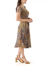 Women's Printed Mesh Midi Dress
