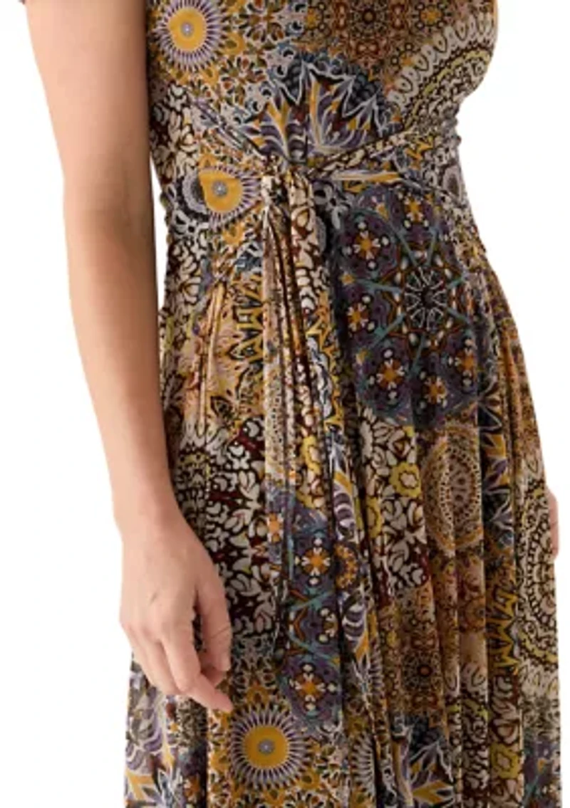 Women's Printed Mesh Midi Dress