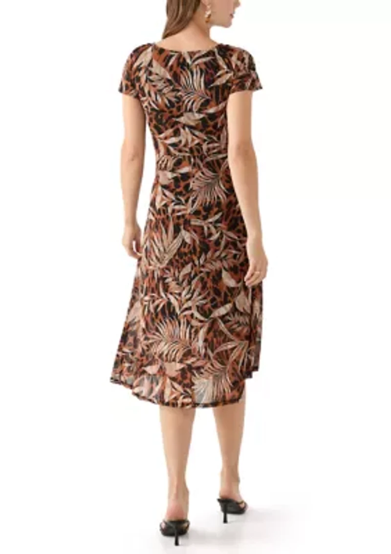 Women's Printed Mesh Midi Dress