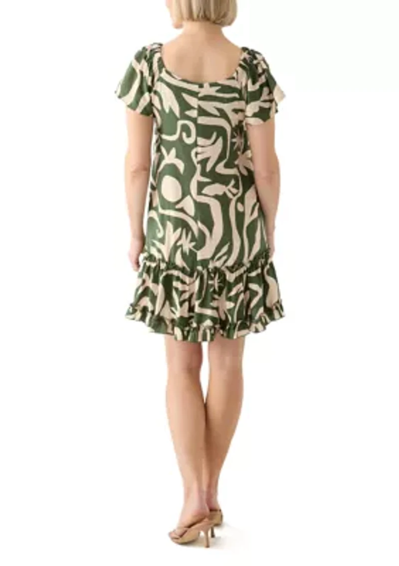 Women's Printed Ruffle Hem Dress
