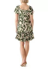 Women's Printed Ruffle Hem Dress