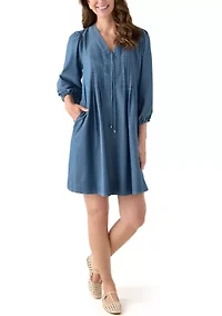 Women's Long Sleeve Neck Denim Dress
