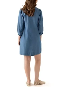 Women's Long Sleeve Neck Denim Dress