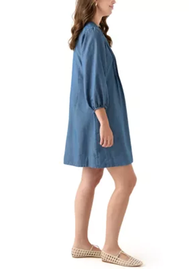 Women's Long Sleeve Neck Denim Dress