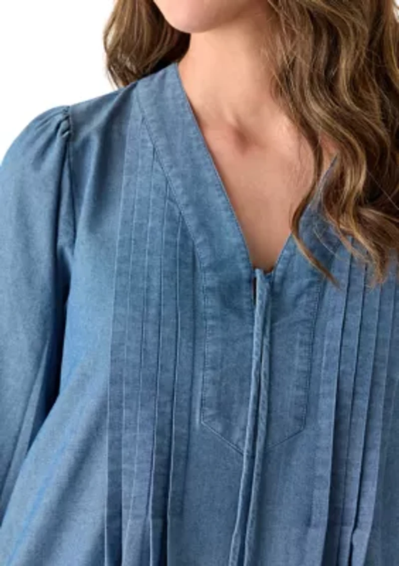 Women's Long Sleeve Neck Denim Dress