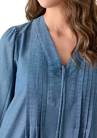 Women's Long Sleeve Neck Denim Dress