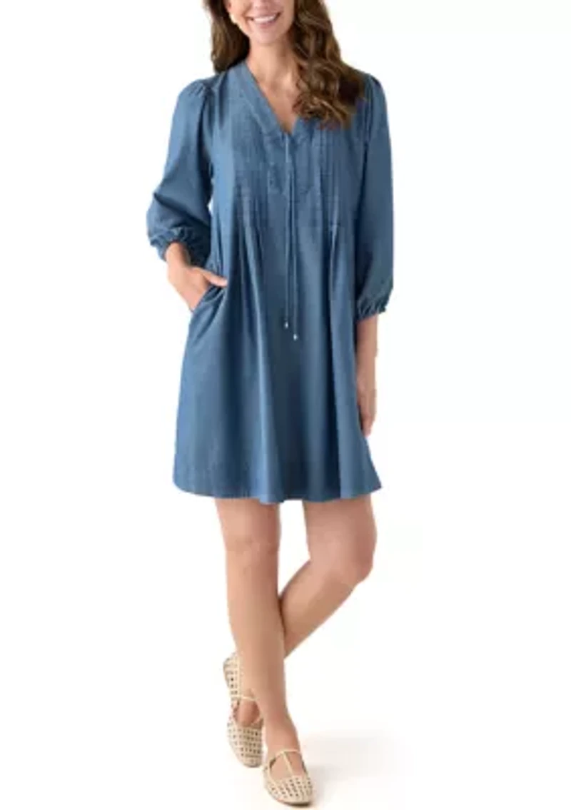 Women's 3/4 Sleeve Denim Mini Dress