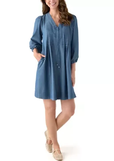 Women's 3/4 Sleeve Denim Mini Dress