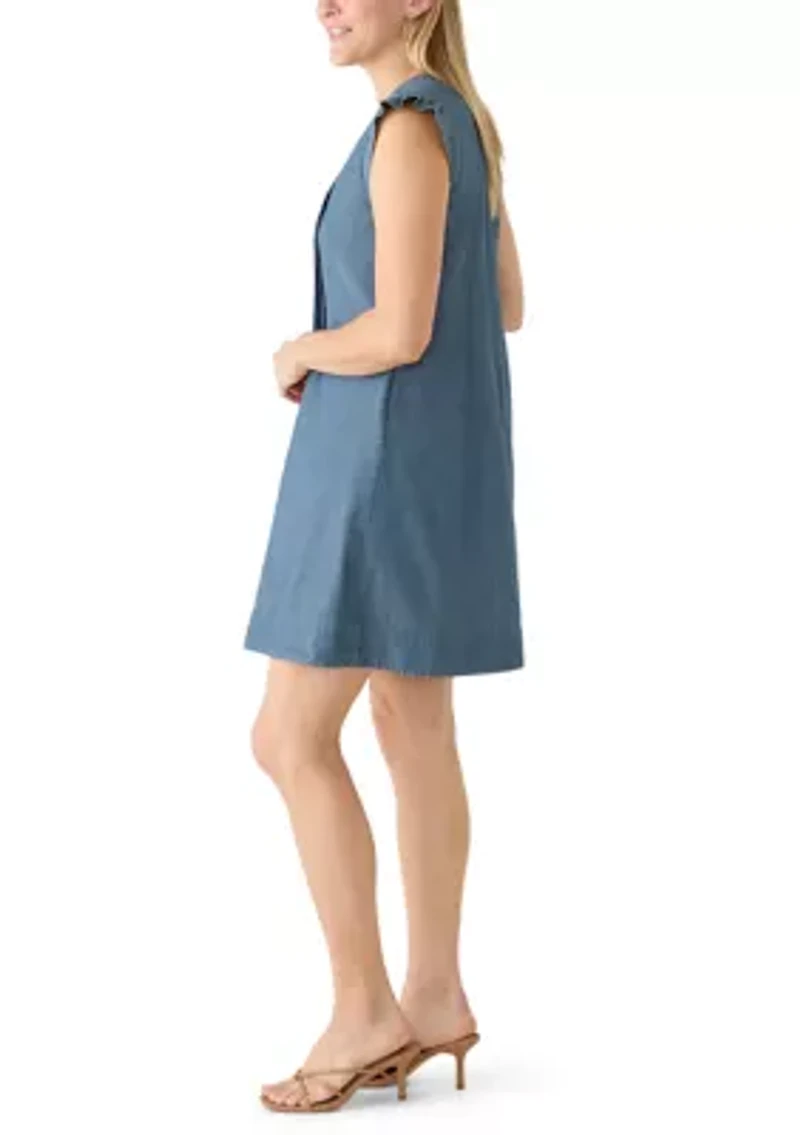 Women's Sleeveless Pleated Denim Babydoll Dress