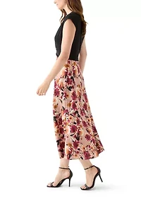 Women's 2fer Midi Dress with Satin Skirt