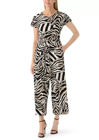 Women's Short Sleeve Printed Jumpsuit