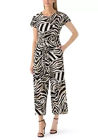 Women's Short Sleeve Printed Jumpsuit