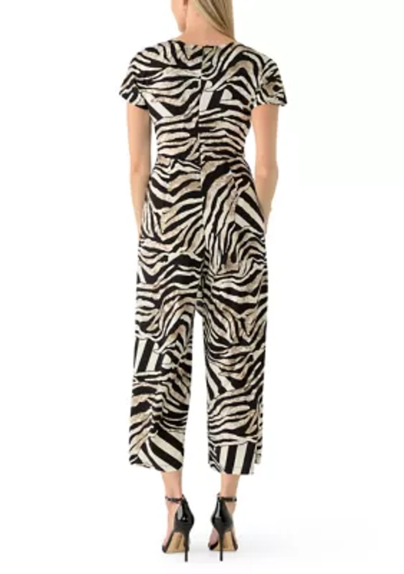 Women's Short Sleeve Printed Jumpsuit
