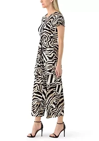 Women's Short Sleeve Printed Jumpsuit