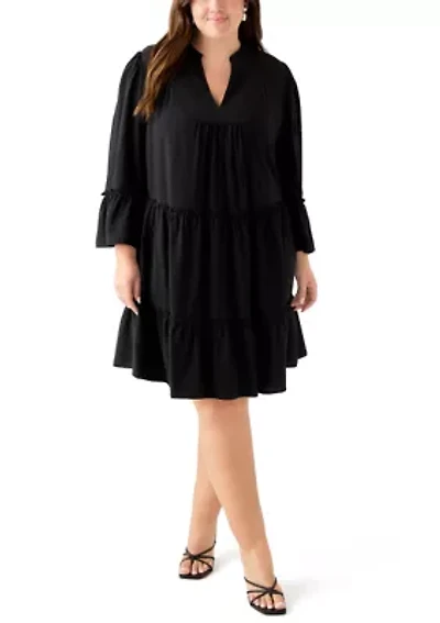 Plus Long Sleeve V-Neck Dress
