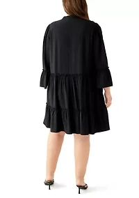 Plus Long Sleeve V-Neck Dress