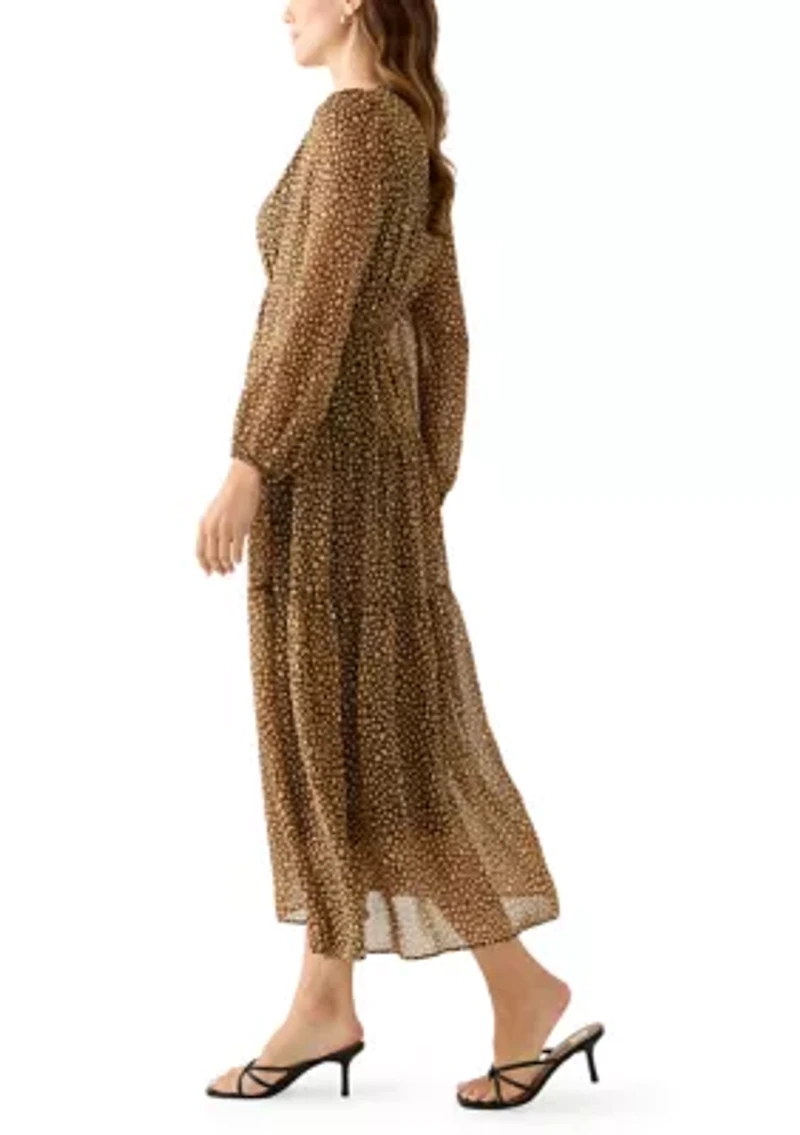 Women's V-Neck Animal Print Chiffon Maxi Dress