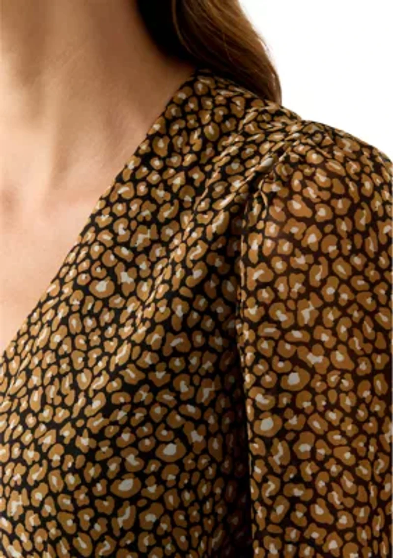 Women's V-Neck Animal Print Chiffon Maxi Dress