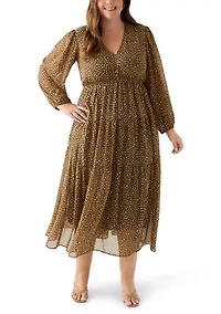 Plus Long Sleeve Chiffon Maxi Dress