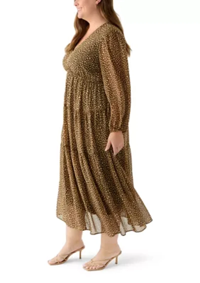 Plus Long Sleeve Chiffon Maxi Dress
