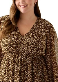 Plus Long Sleeve Chiffon Maxi Dress