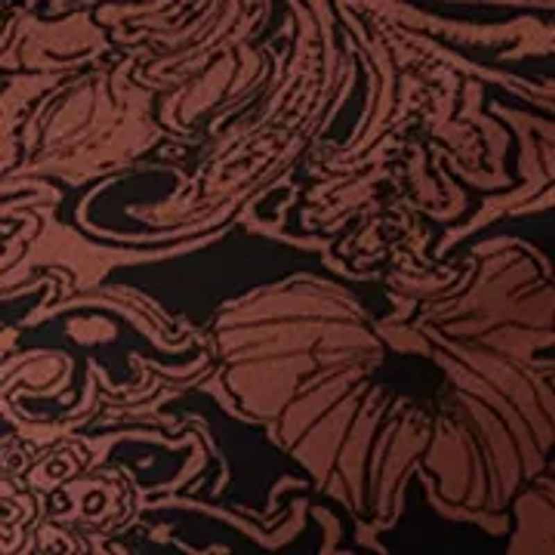 Plus Long Sleeve Paisley Crepe A-Line Dress