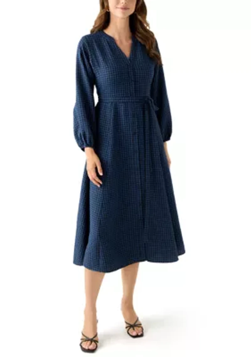 Women's Gingham Belted Shirt Dress