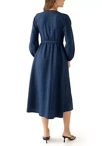 Women's Gingham Belted Shirt Dress