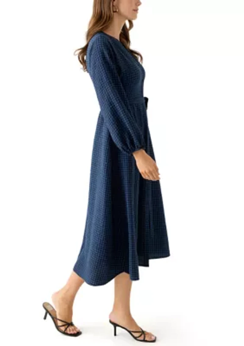 Women's Gingham Belted Shirt Dress