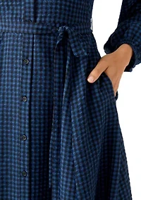 Women's Gingham Belted Shirt Dress