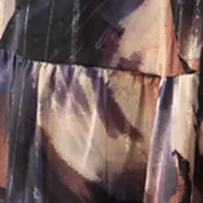 Women's Three-Quarter Sleeve Collar Neck Floral Print Satin Mini Dress