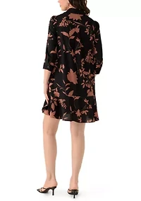 Women's 3/4 Sleeve Floral Ruffle Hem Dress