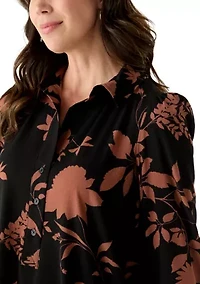 Women's 3/4 Sleeve Floral Ruffle Hem Dress