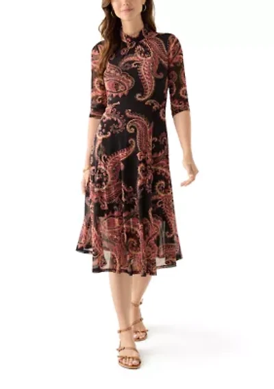 Women's Tie Front Mesh Dress