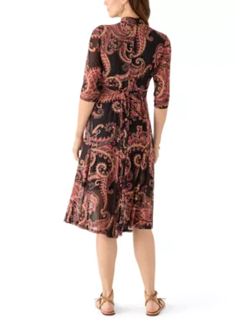 Women's Tie Front Mesh Dress