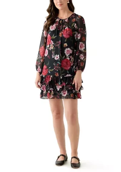 Women's Floral Print Chiffon Dress