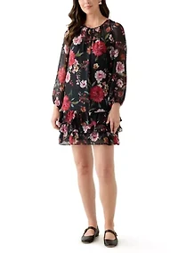 Women's Floral Print Chiffon Dress