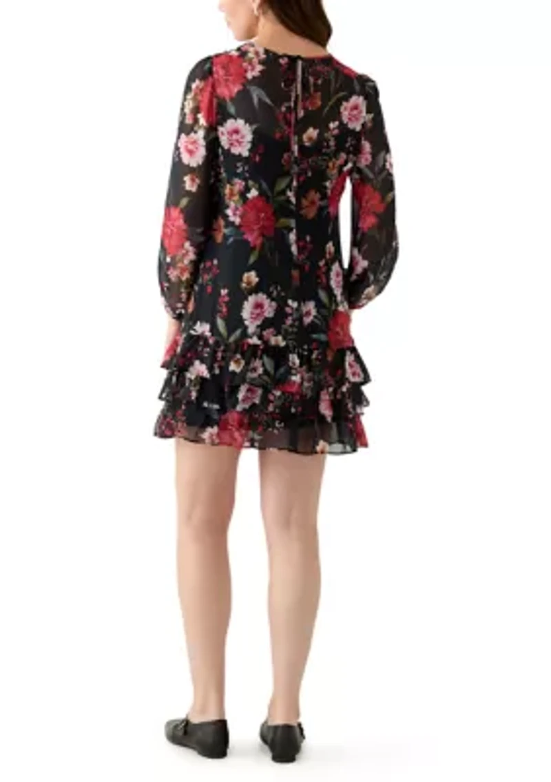 Women's Floral Print Chiffon Dress