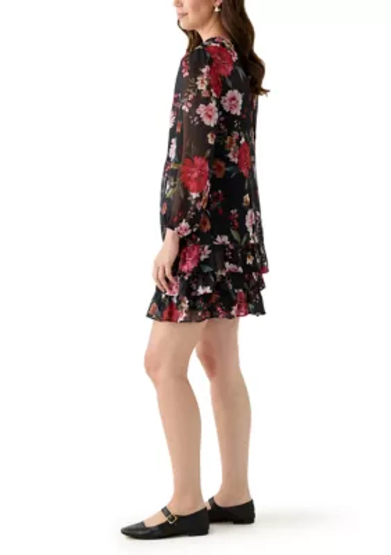 Women's Floral Print Chiffon Dress