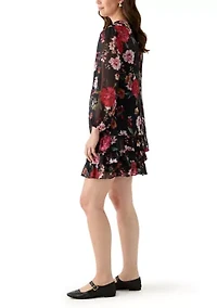 Women's Floral Print Chiffon Dress